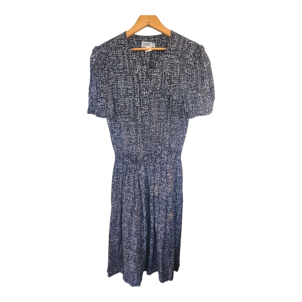 Vintage 80's Taurus II Black & White Midi Dress Size M